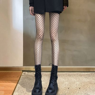 Ladies High Stockings Fishnet Match Skirt Rhombus Ladies High Stockings Slim Fit